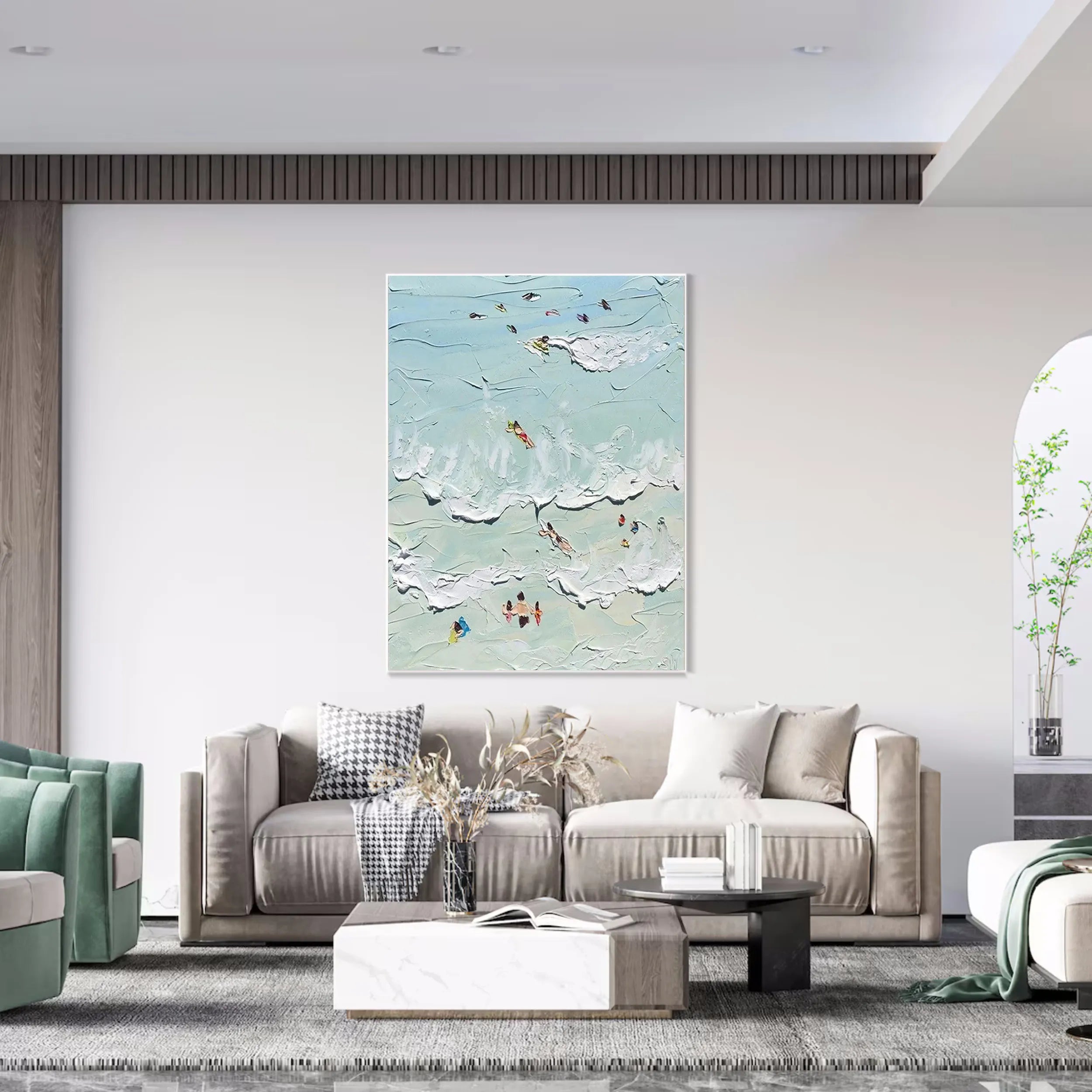 Seascape and Snowy Peak Painting #SP005