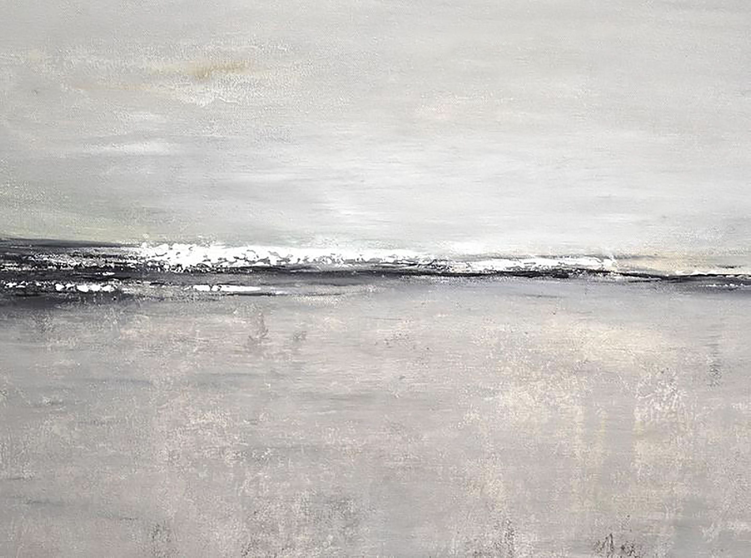 Large Sky and Sea Painting, Beach Scene Canvas, Original Large Ocean Painting, Blue Green Sky Painting For Living Room