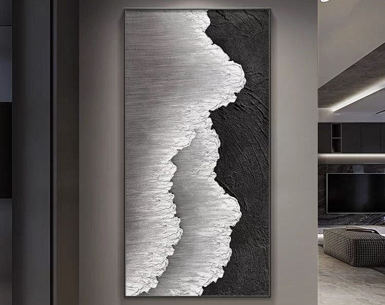 Black White Textured Minimalist Wall Art #MZ032