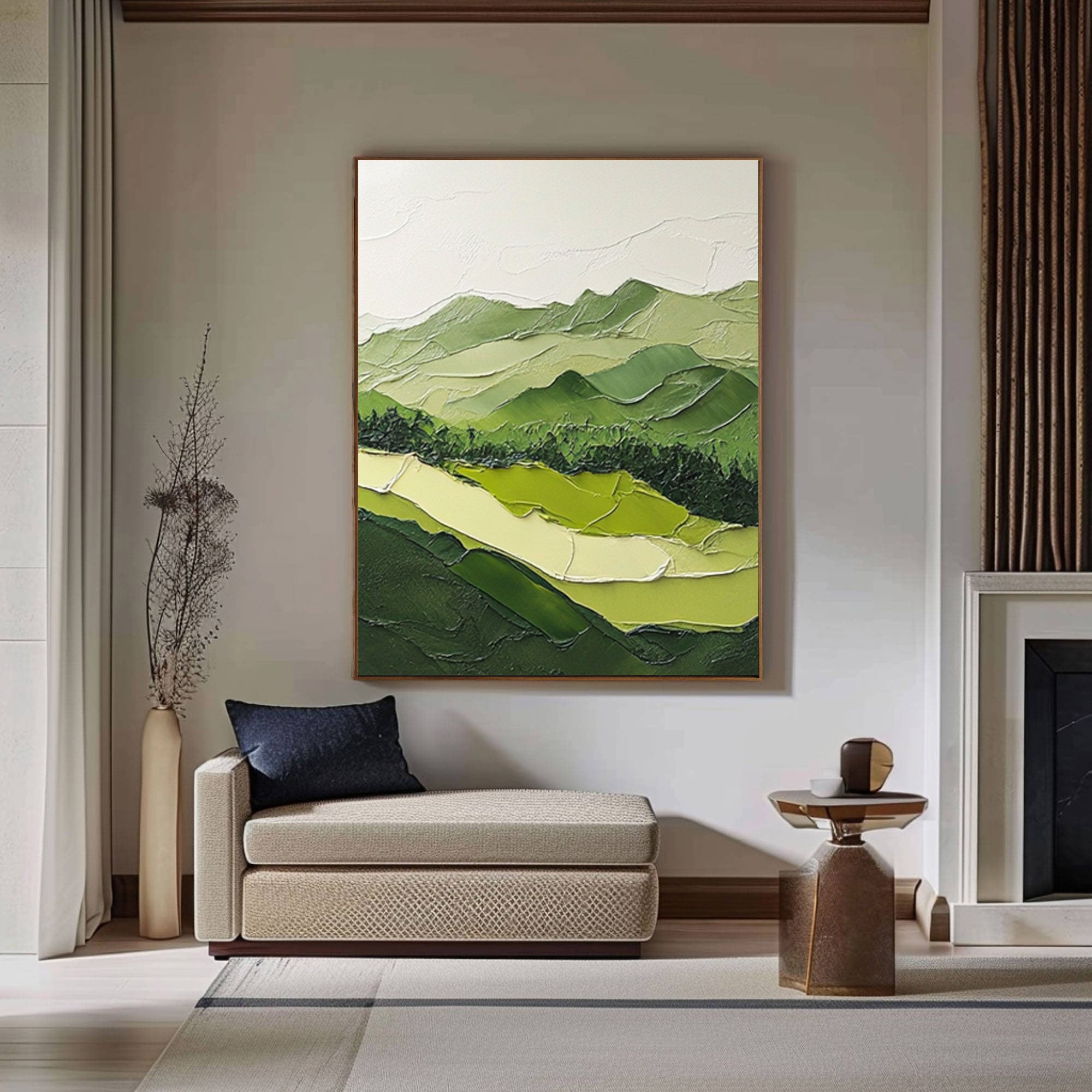 Modern Green Mountain Wall Art Nature-Inspired Decor for Contemporary Spaces #BGM 037