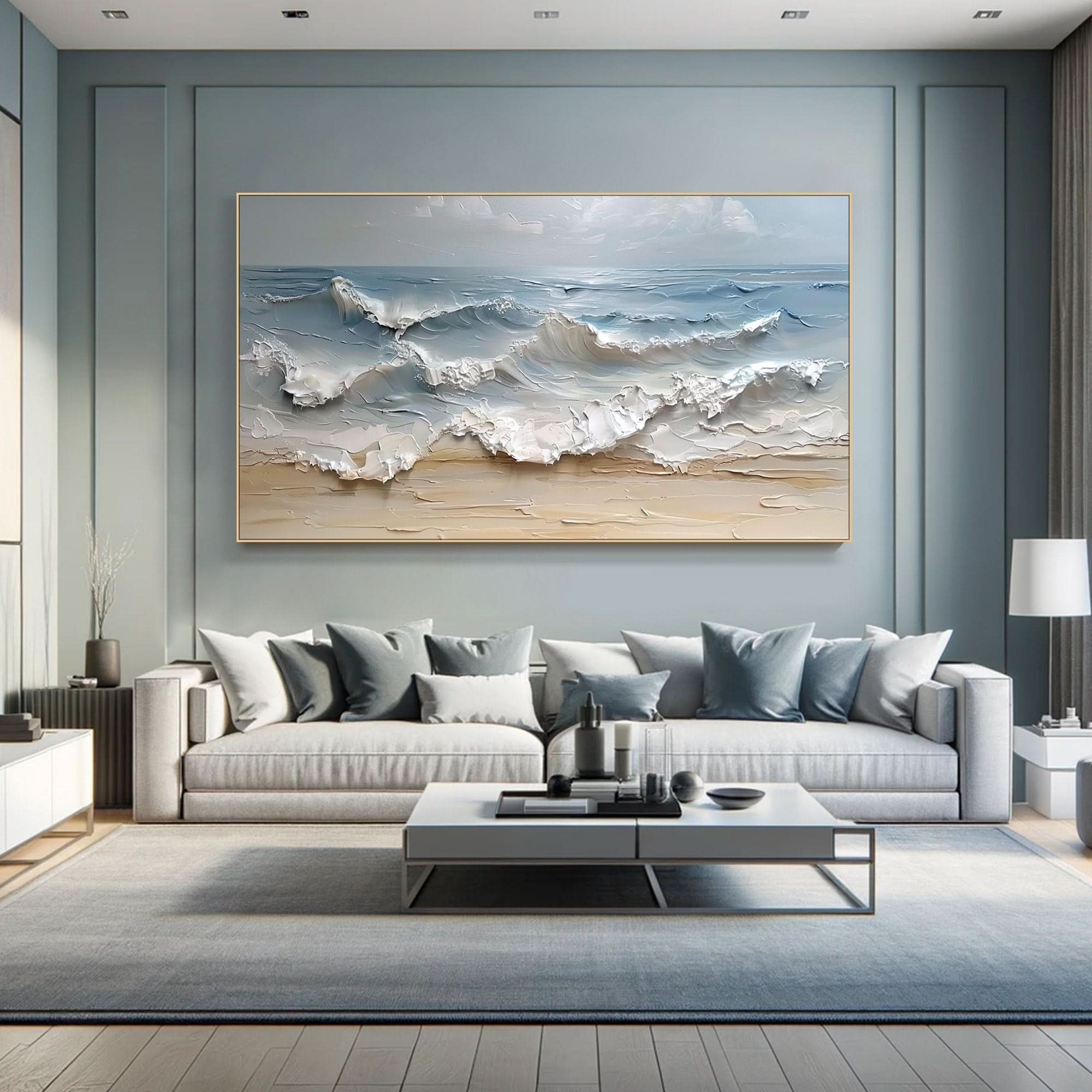 Large Textured Seascape Painting for Living Room Wall Art #OS 001
