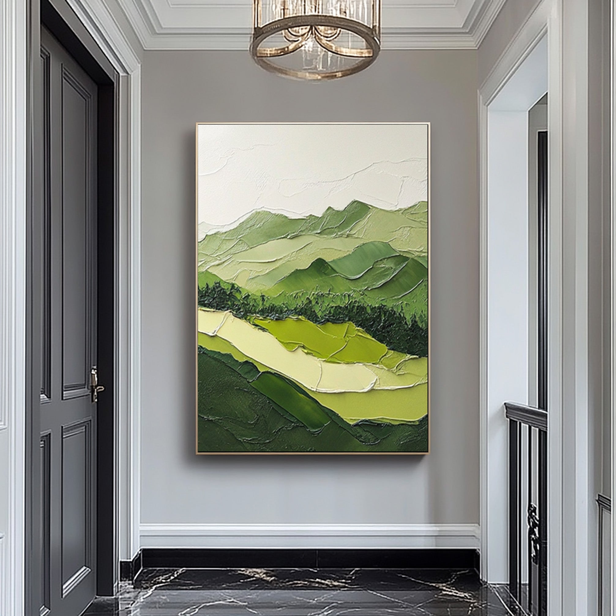 Modern Green Mountain Wall Art Nature-Inspired Decor for Contemporary Spaces #BGM 037