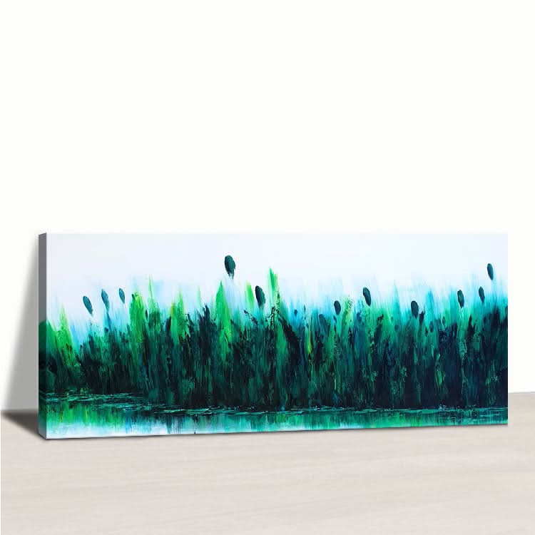 Modernes Wanddekor Ölgemälde Handgemachtes Ölgemälde Original Kunst Wohnzimmer Tiefblau Abstrakte Kunst Grünes Gemälde | Schilfsümpfe