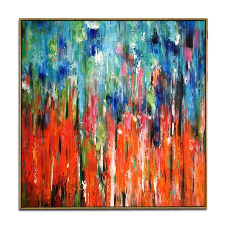 Übergroßes Gemälde, handgefertigt, große Leinwandkunst, Original-Ölgemälde, abstrakte Kunst, Leinwand, rotes und grünes Gemälde, blaues Gemälde, kräftiges Wachstum