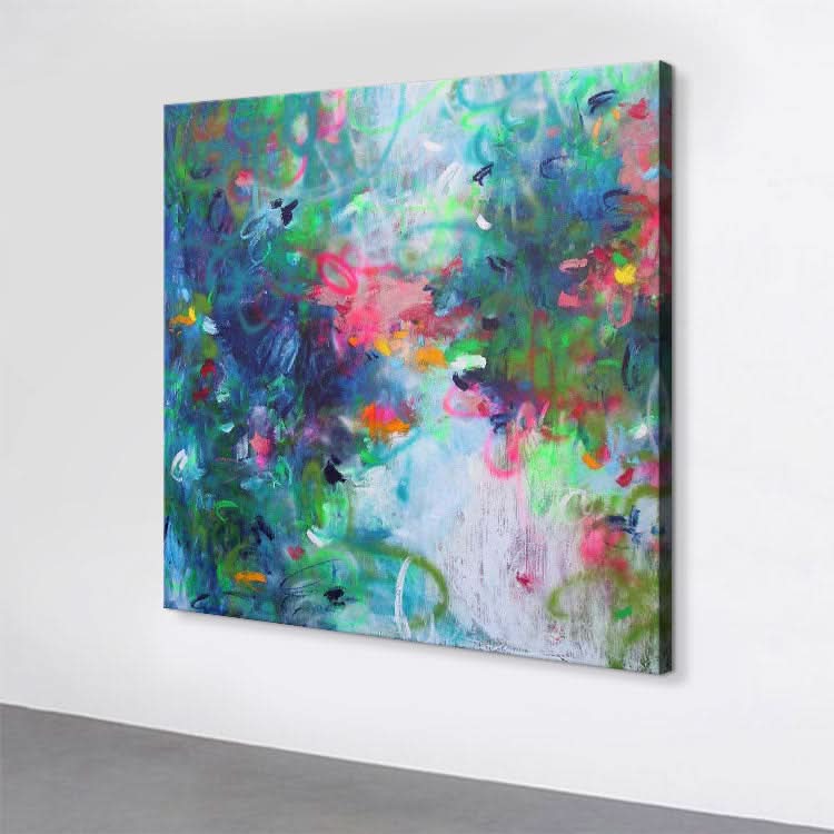 Blaue abstrakte Kunst Grünes Gemälde Original Kunst Gemälde Zeitgenössische Kunst Moderne Gemälde Groß | Minimalistische Kunst