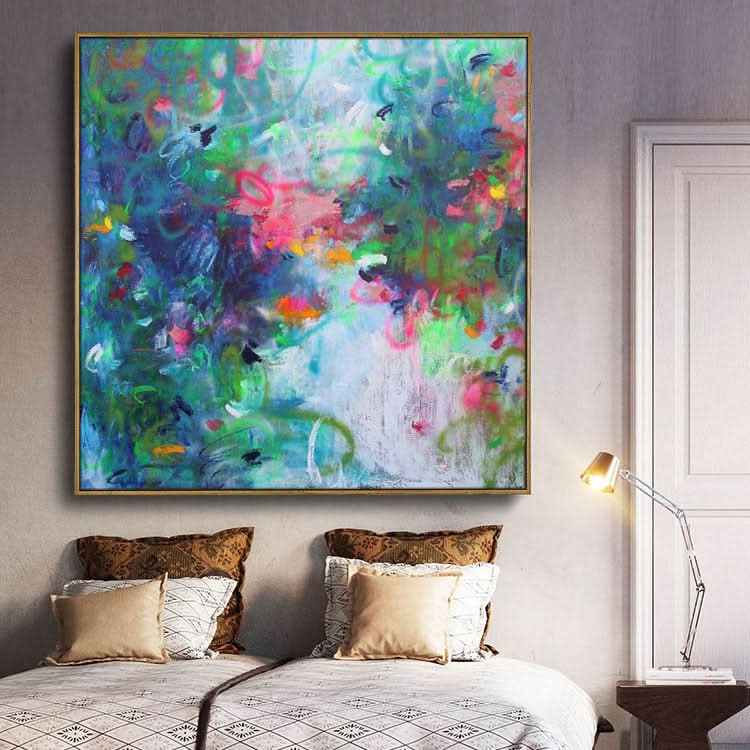 Blaue abstrakte Kunst Grünes Gemälde Original Kunst Gemälde Zeitgenössische Kunst Moderne Gemälde Groß | Minimalistische Kunst