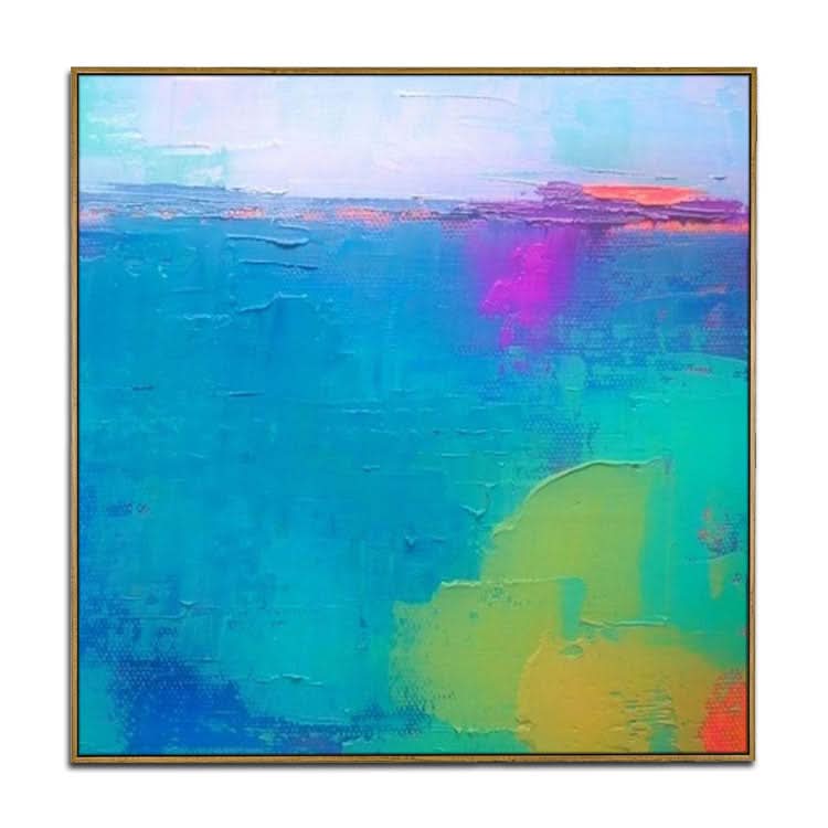 Grün-Blaues Gemälde, großes Leinwandbild, handgemachtes Gemälde, modernes Original, abstraktes Gemälde, blaues Meer