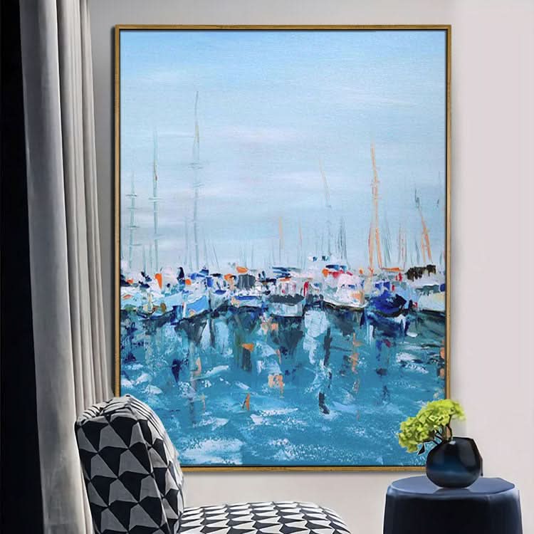 Port - Handgemachtes Ozean-Wandbild auf Leinwand