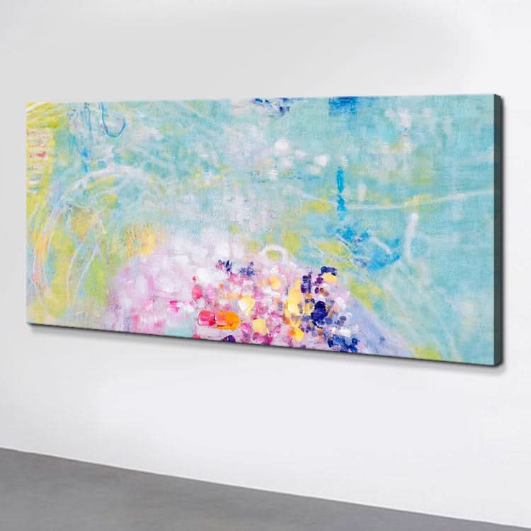 Original-Kunstgemälde, großes Leinwandbild, Schlafzimmer, handgefertigtes Gemälde, hellblaues Gemälde, rotes Gemälde, gelbes Gemälde, Blumentraum