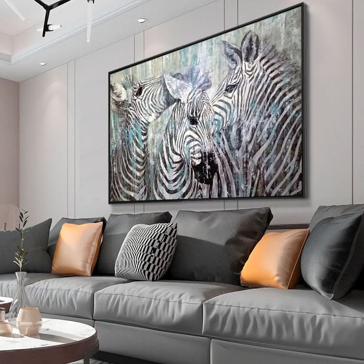 Zebra - Handgemachtes modernes Leinwandgemälde Tier Wandkunst