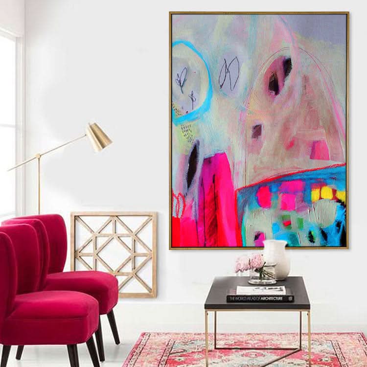 Extra großes abstraktes Gemälde Große Wandkunst Originalgemälde Original-Pink Memory