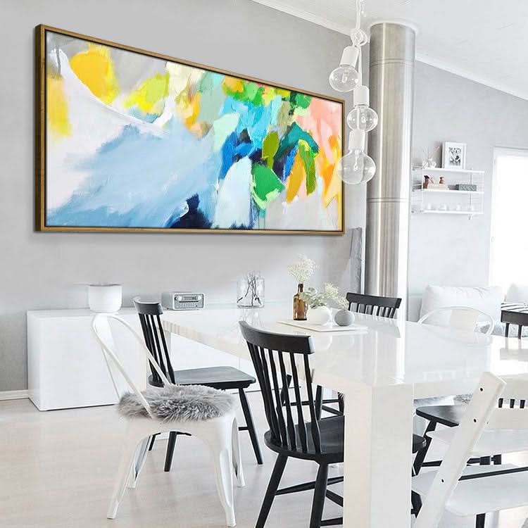Hand Painted Oil Painting Large Oil Painting Canvas Living Room Abstract Oil Painting Living Room Light Blue Abstract Art Green Painting | Make a living