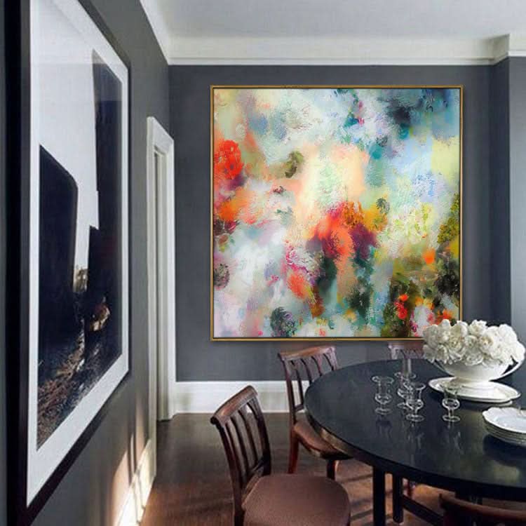 Ölgemälde Handgemälde Ölgemälde Leinwand Großformat Wohndekor Wandkunst Moderne Wanddekoration Ölgemälde Rot und Gelb Gemälde | Die Pilgerreise