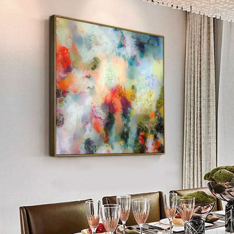 Ölgemälde Handgemälde Ölgemälde Leinwand Großformat Wohndekor Wandkunst Moderne Wanddekoration Ölgemälde Rot und Gelb Gemälde | Die Pilgerreise