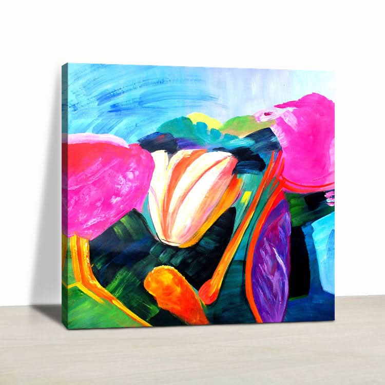 Gelbes Gemälde, Original, abstraktes Gemälde, zeitgenössisches Wandgemälde, abstrakte Acrylkunst auf Leinwand, Cushaw-Blume