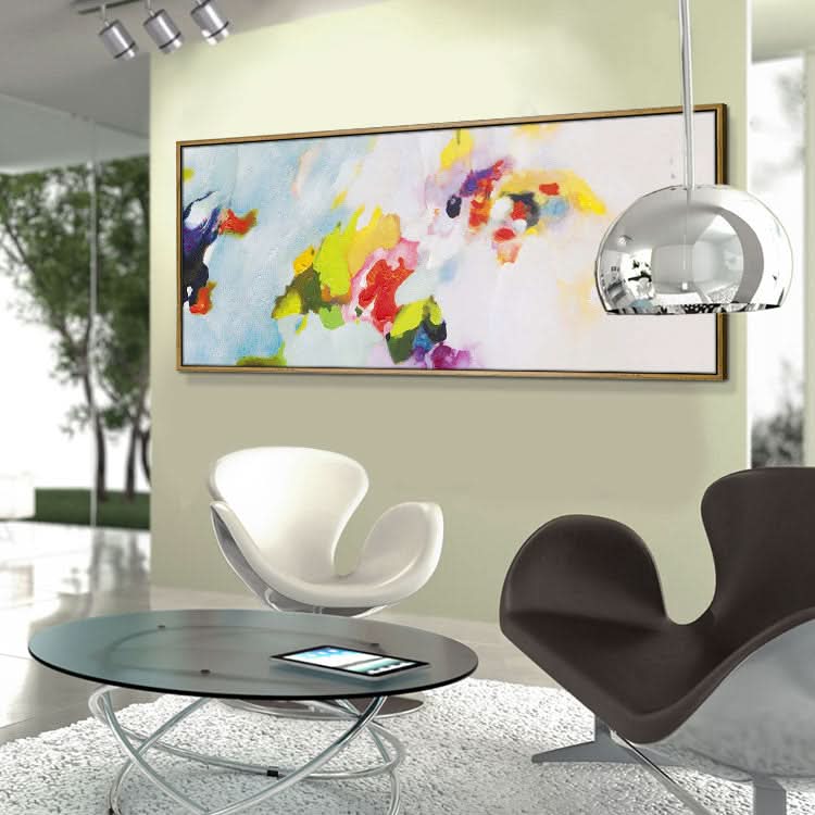 Original Ölgemälde Landschaft Handgemälde Großformatiges Gemälde Hängende Wandkunst Orange und Grün Gemälde Lichtgemälde | Ein Lauf unter einer Lawine