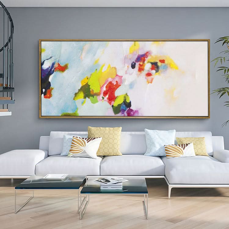 Original Ölgemälde Landschaft Handgemälde Großformatiges Gemälde Hängende Wandkunst Orange und Grün Gemälde Lichtgemälde | Ein Lauf unter einer Lawine