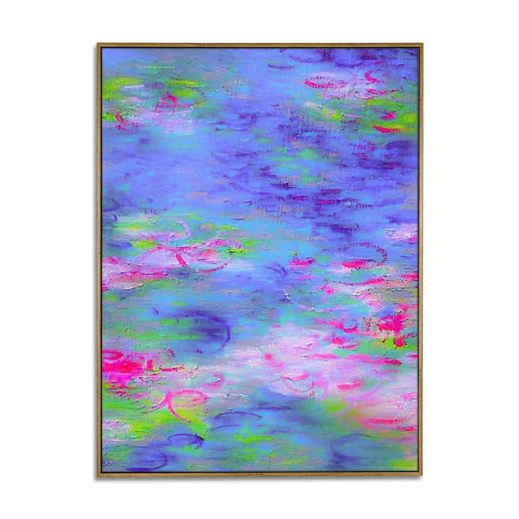 Lotusteich - Handgemalte Blume Leinwand Wandkunst Lotus Blumen Ölgemälde