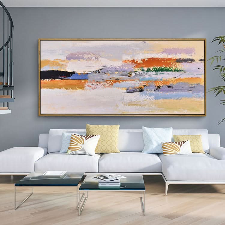 Handgefertigtes Leinwandgemälde, Original-Kunstgemälde, Übergroßes Gemälde, Bürodekor, Moderne Kunstgemälde | Fließe ins Meer
