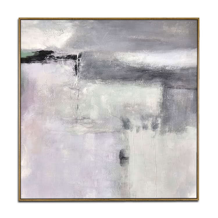 Großes abstraktes Ölgemälde Graues abstraktes Kunstwerk Original abstraktes Gemälde | Entfernte Orte