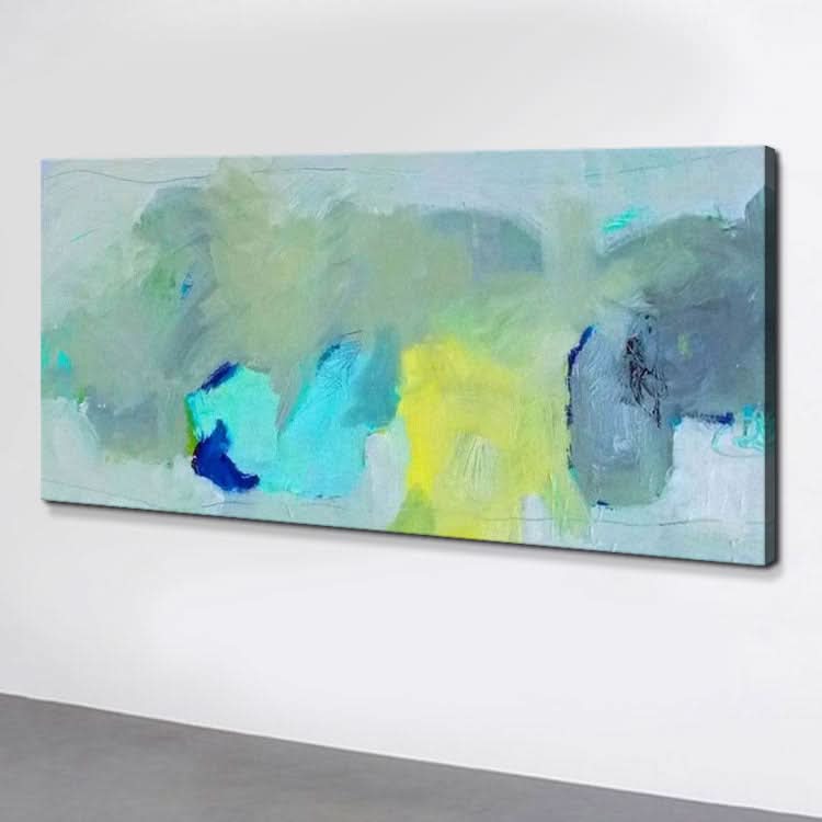 Gemälde auf Leinwand, modernes abstraktes Gemälde, abstraktes Ölgemälde auf Leinwand, Ölgemälde auf Leinwand, große Größe, Wohnzimmer, hellblaues, grünes und gelbes Gemälde