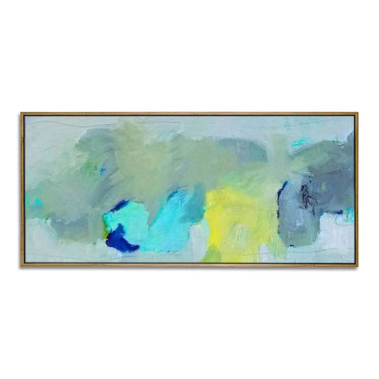 Gemälde auf Leinwand, modernes abstraktes Gemälde, abstraktes Ölgemälde auf Leinwand, Ölgemälde auf Leinwand, große Größe, Wohnzimmer, hellblaues, grünes und gelbes Gemälde