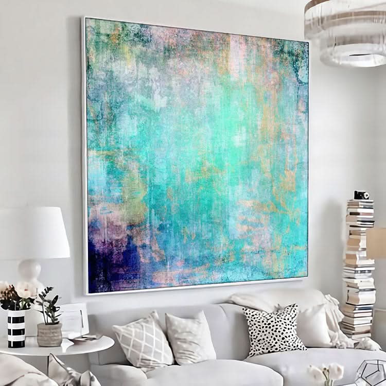 Ölgemälde Handgemalt Original Kunst Gemälde Extra groß Abstrakte Kunst Leinwand Modekunst | Blaue Zone
