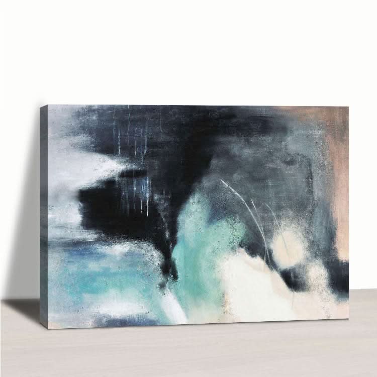 Regenwolken bedeckten den Himmel - Handgemaltes abstraktes Acrylgemälde Landschaftskunst