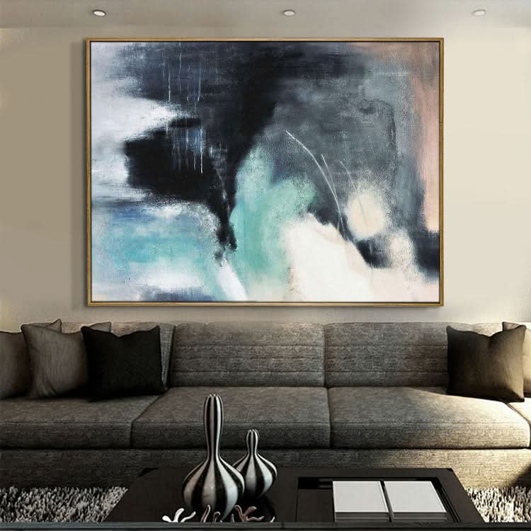 Regenwolken bedeckten den Himmel - Handgemaltes abstraktes Acrylgemälde Landschaftskunst