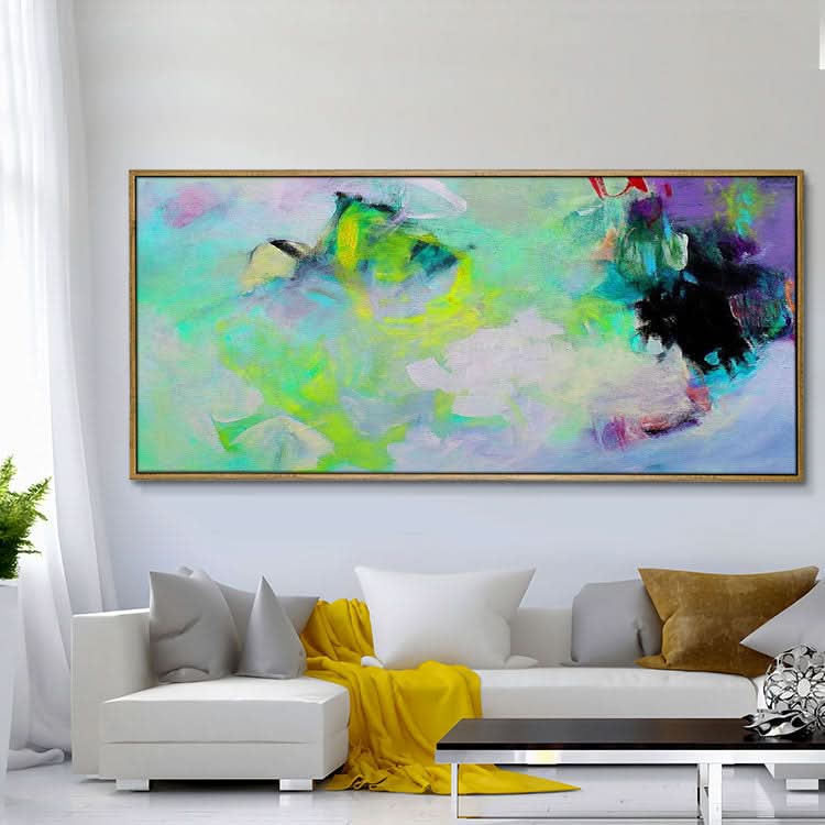 Moderne abstrakte Leinwandkunst, Abstrakte Malerei mit Gemäldebeschreibung