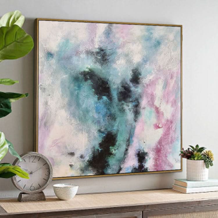 Extra große abstrakte Kunst, farbenfrohe Wandkunst, Rahmen, Acrylgemälde auf Leinwand, modernes handgefertigtes Leinwand-Wandgemälde | Eine Luftansicht eines Berges