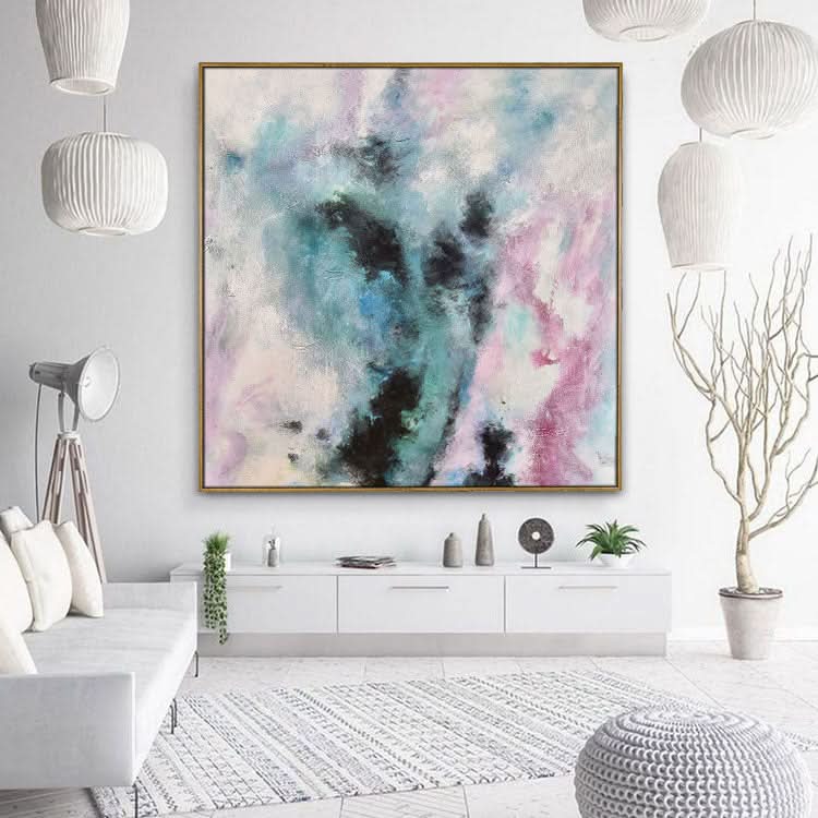 Extra große abstrakte Kunst, farbenfrohe Wandkunst, Rahmen, Acrylgemälde auf Leinwand, modernes handgefertigtes Leinwand-Wandgemälde | Eine Luftansicht eines Berges