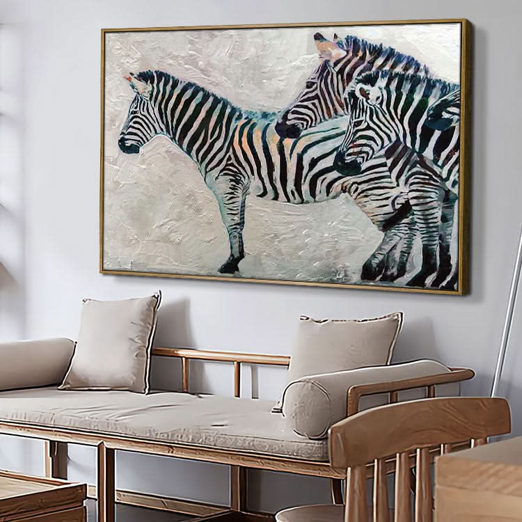 Zebra - handgefertigtes Zebra-Ölgemälde auf Leinwand, Tier-Wandkunst