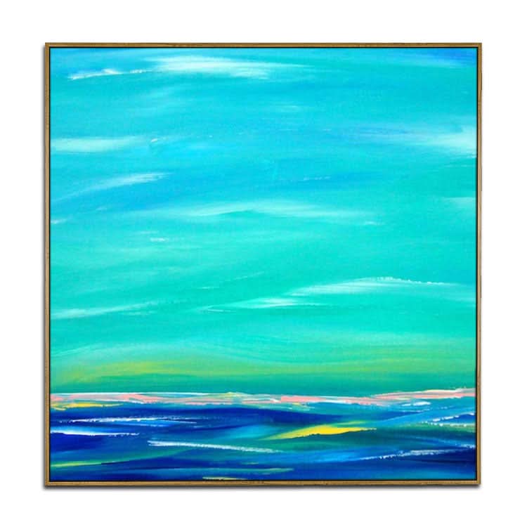 Sky Blue Painting Silver Leaf Painting Dark Blue Painting Modern Art Painting Canvas | Ocean painting