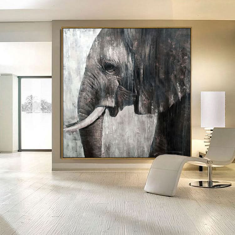 Großes abstraktes Elefantengemälde, süßes Elefanten-Ölgemälde, Original-Impasto-Gemälde, übergroßes Elefantengemälde, abstrakt | Die Trauer des Elefanten