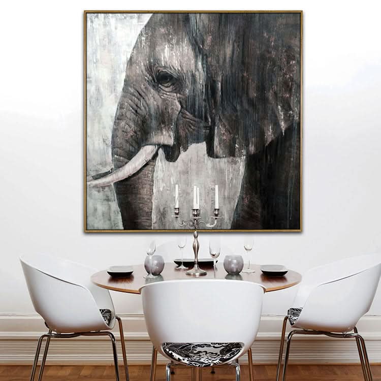Großes abstraktes Elefantengemälde, süßes Elefanten-Ölgemälde, Original-Impasto-Gemälde, übergroßes Elefantengemälde, abstrakt | Die Trauer des Elefanten