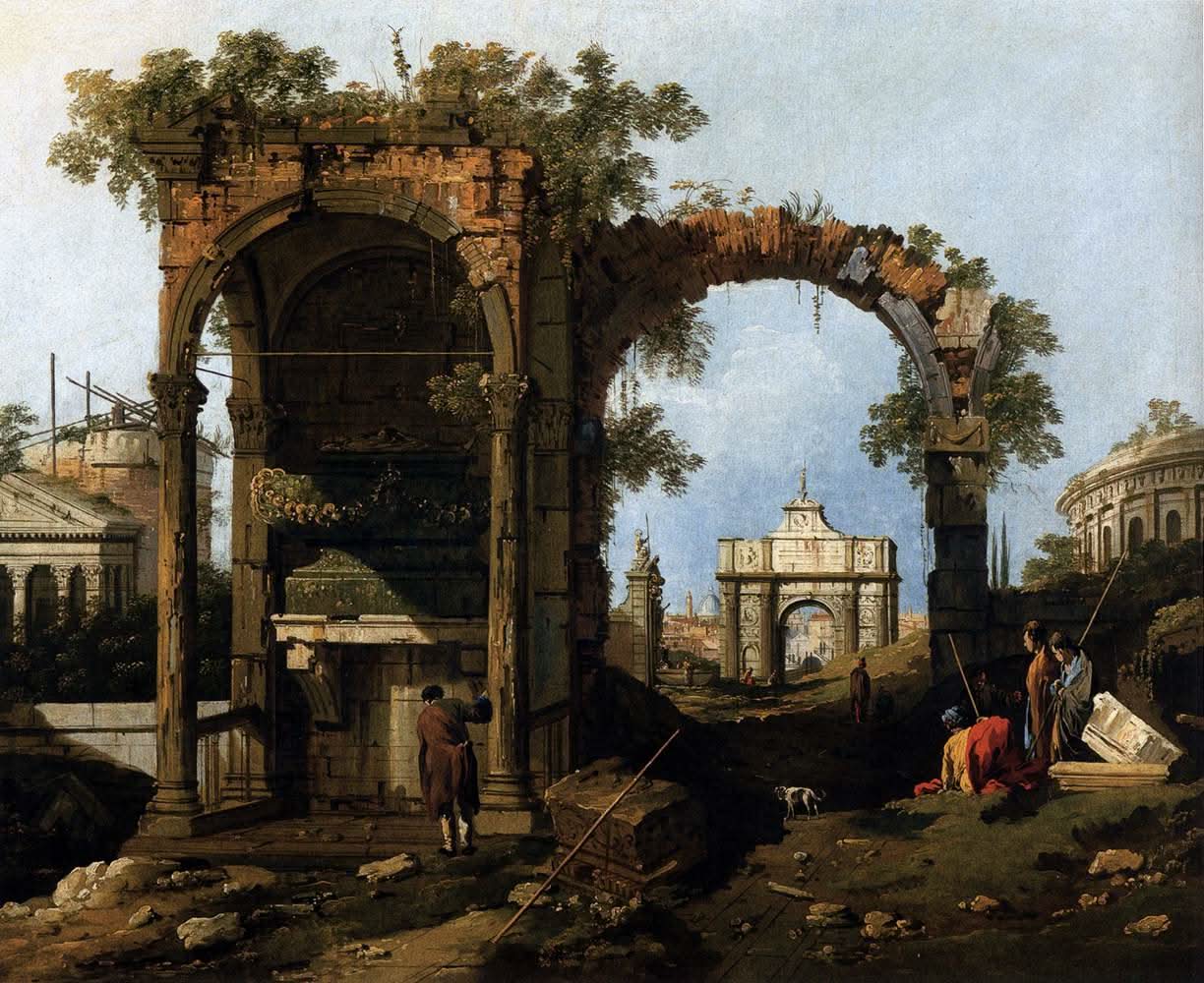 Capriccio-Ruinen und klassische Gebäude