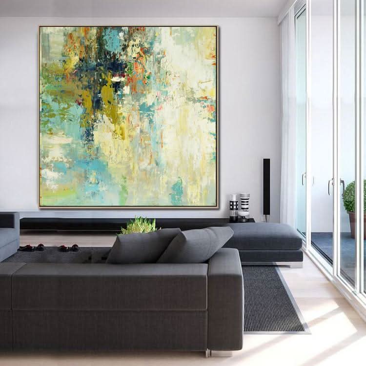 Großes abstraktes Acrylgemälde, grünes Gemälde, Blattgemälde, Original-Kunstgemälde | Begib dich auf eine lange Reise