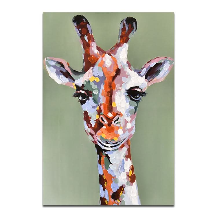 Die schöne Giraffe - handgefertigtes Tierkunst-Giraffe-Ölgemälde auf Leinwand, Kunstdruck