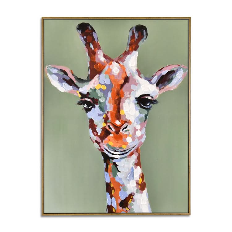 Die schöne Giraffe - handgefertigtes Tierkunst-Giraffe-Ölgemälde auf Leinwand, Kunstdruck