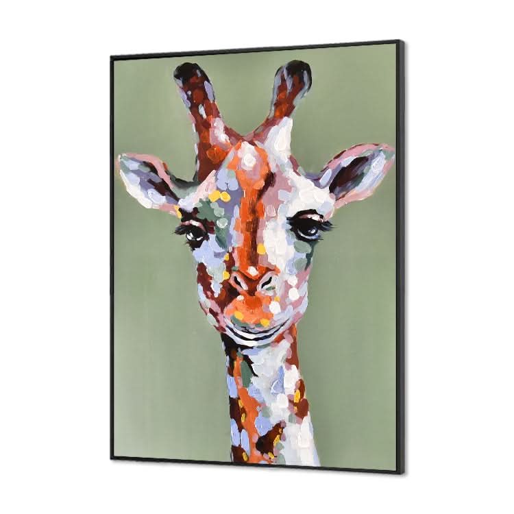 Die schöne Giraffe - handgefertigtes Tierkunst-Giraffe-Ölgemälde auf Leinwand, Kunstdruck