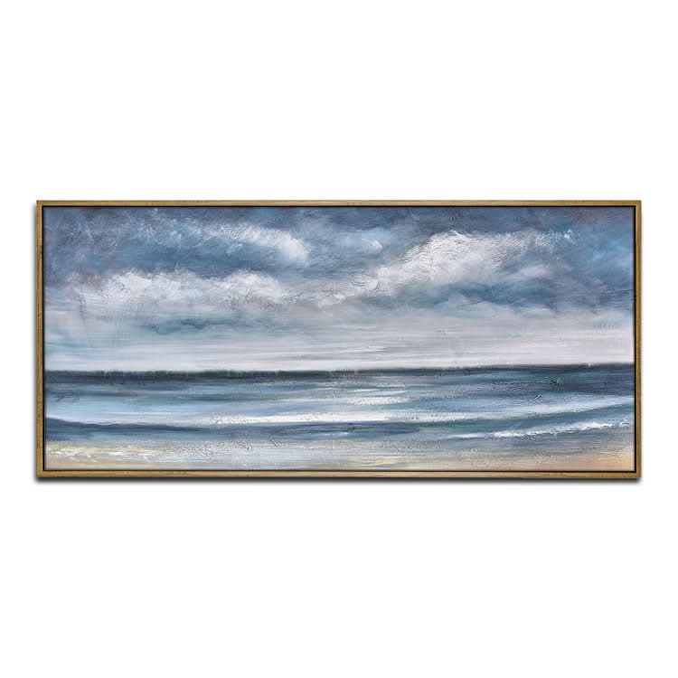 Originalgemälde auf Leinwand, Ölgemälde, Handgemalt, Wohnzimmer, Abstrakte Leinwand, Wandkunst, Blaues Gemälde | Meereshöhe #2