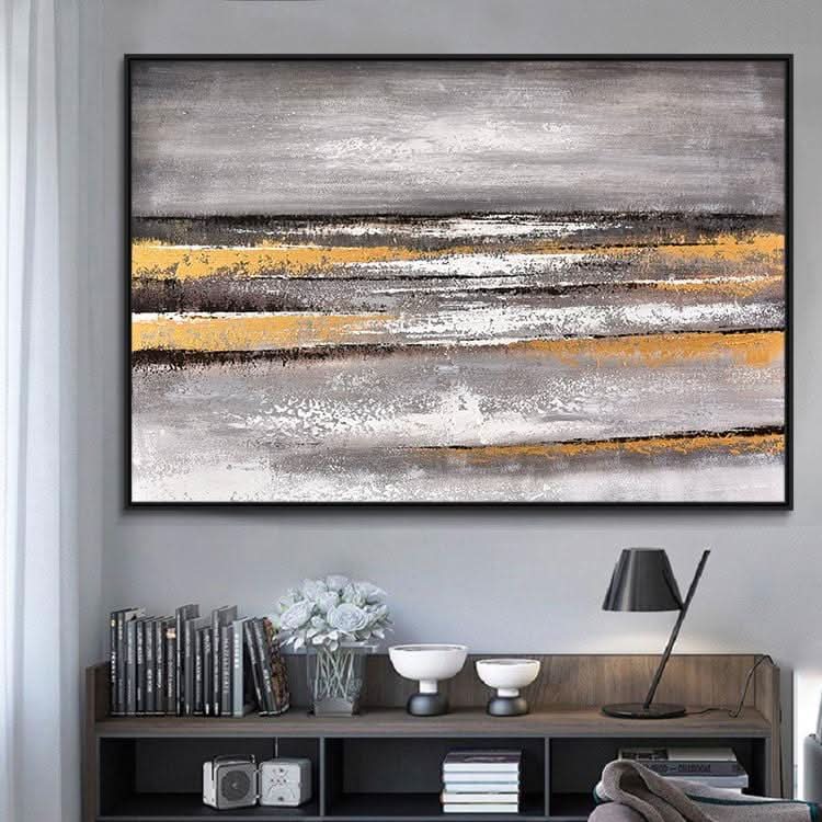 Wellen des Meeres - Handdruck Strand Strandölgemälde auf Leinwand Landschaft Wandkunst