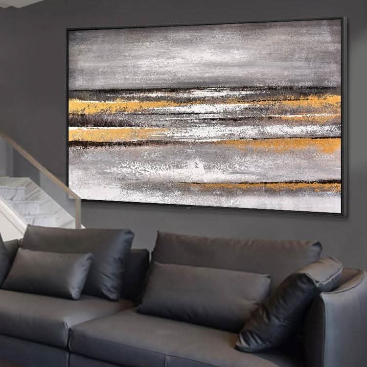 Wellen des Meeres - Handdruck Strand Strandölgemälde auf Leinwand Landschaft Wandkunst