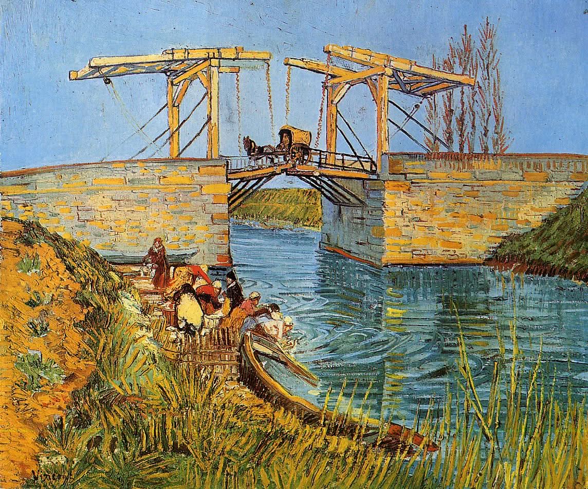 Die Langlois-Brücke in Arles mit waschenden Frauen 1