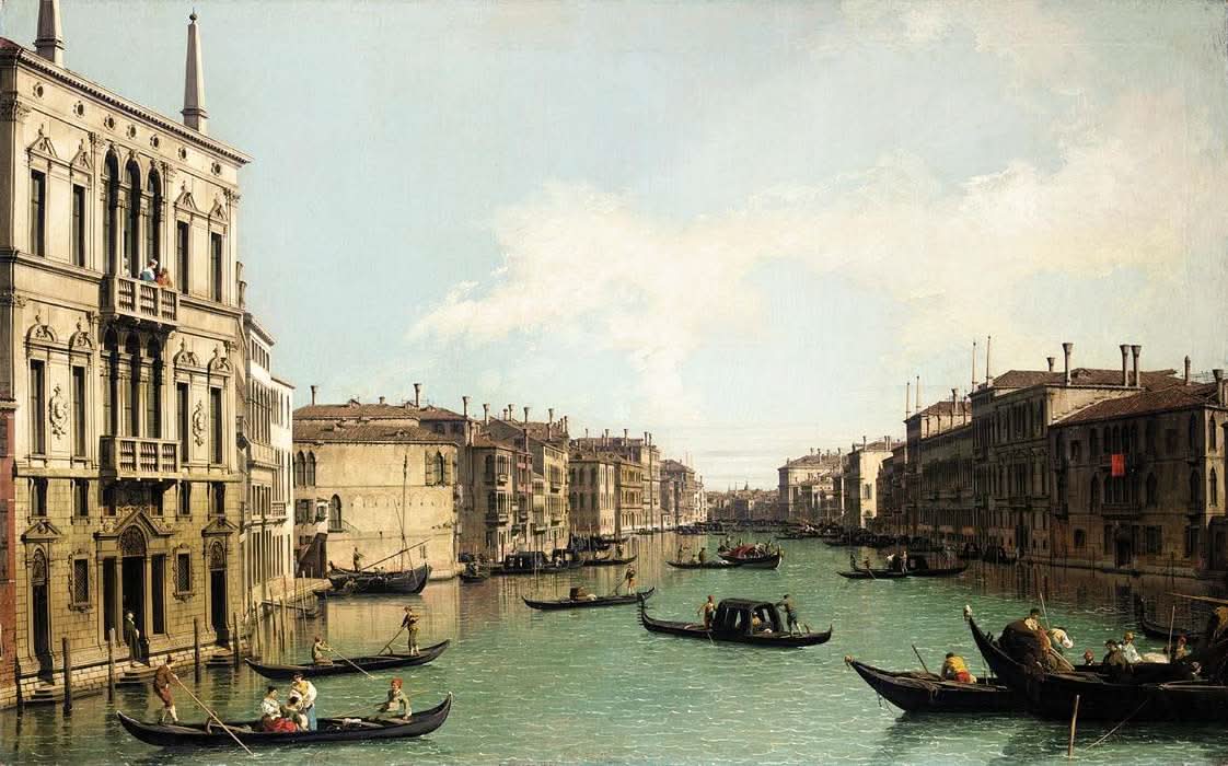 Venedig: Der Canale Grande, Blick nach Nordosten vom Palazzo Balbi zur Rialtobrücke