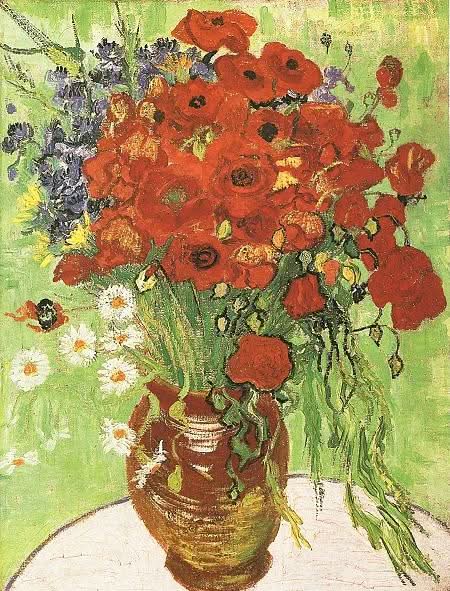 rote Mohnblumen und Gänseblümchen 1890