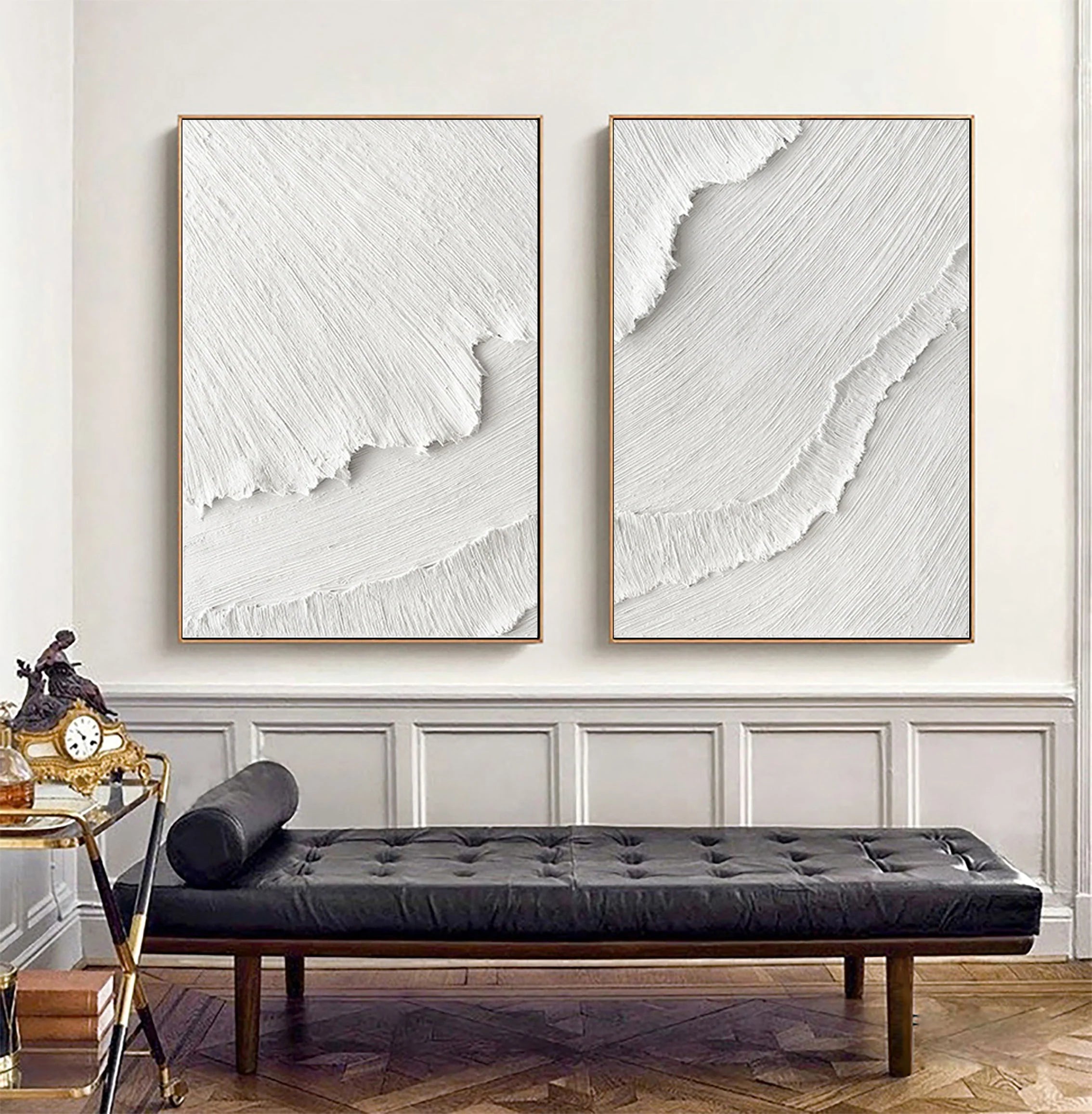 Set of 2 Plaster Art Large Painting Minimalistic Textured Wall Decor