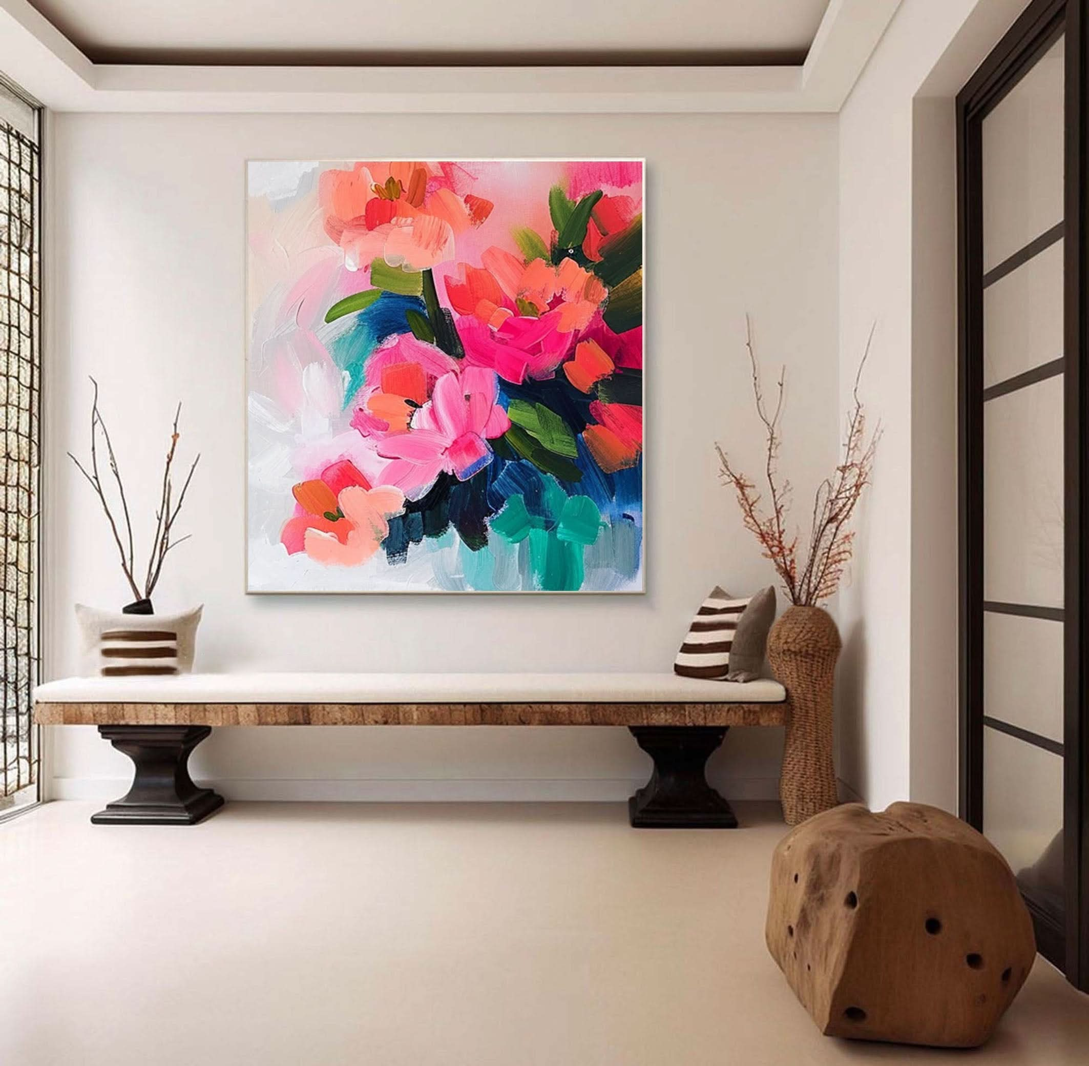 Vibrant Bloom Canvas Art Colorful Flower Wall Decor #FT 034