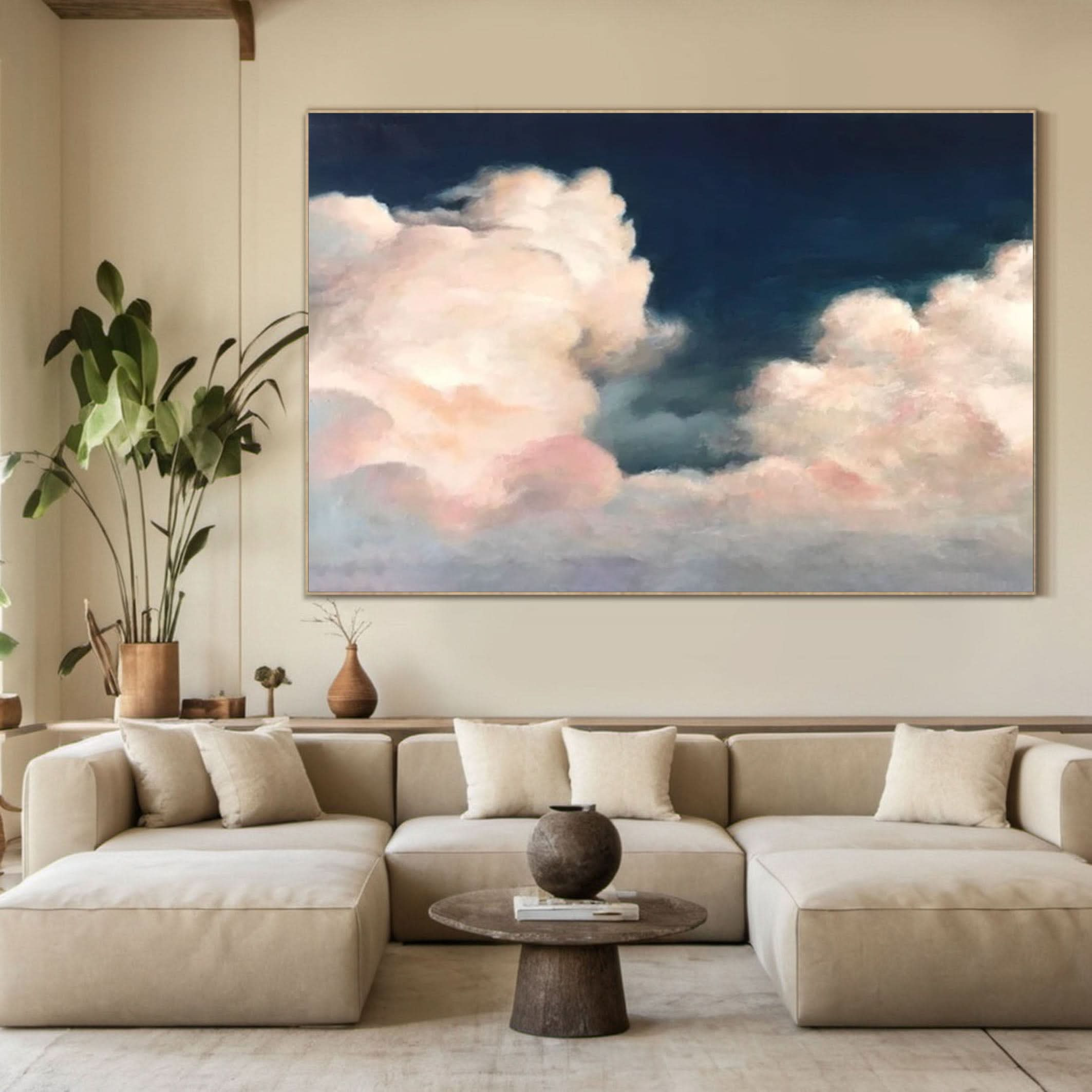 Luminous Sky Clouds Canvas Soft Pastel Wall Art for Serene Decor #OS 004